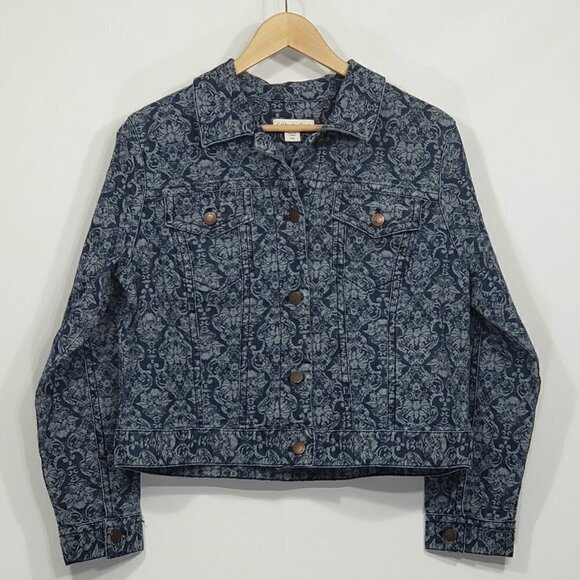 Coldwater Creek Jackets & Blazers - Coldwater Creek  Floral Print  Denim Trucker Jacket  Women's Size P12